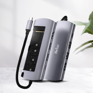 Netac WH41 Multifunctional M.2 NGFF SSD Enclosure 6-port Type-C Hub Support 100W PD Fast Charging With Gigabit Network Port