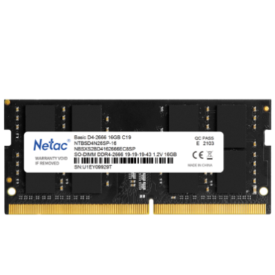 Laptop RAM  Netac 16GB  2666MHZ C19  SODIMM 260-Pin DDR4